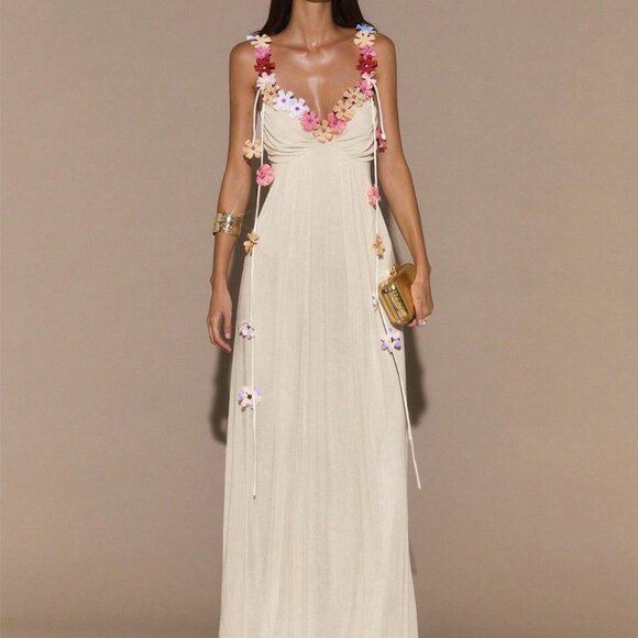 Apricot Women's Elegant Sexy Floral Long Dress - Picture 3 of 7